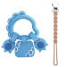 Viyuse Teething Toy Ring  Dinosaur Teether Rings Toys for Infant & Baby Easy to Hold 100% Silicone Teethers Relief Soothe Babies Gums and Pacifier Clip Set for Newborn Blue