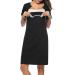 Sykooria Women's Maternity Nursing Nightdress - Short Sleeve V Neck Nightgown in Black - Soft Sleep Shirt for Pregnant Women - Buy Online on GoSupps.com