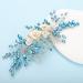 Bridal White Flower Blue Crystal Rhinestone Hair Comb for Bride - Wedding Hair Accessories - Buy Online on GoSupps.com