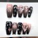 Handmade Wearing Nail Black Pink Ink Spicy Girl Cool Style Pink Ink Nail Patch Wearable Nail Removable (Size : L)