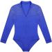 YiZYiF Men's Sequins V Neck Dance Shirt Unitard Blue - Medium | Dancewear - Buy Online on GoSupps.com