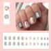 Justotry 24 Pcs Olive Short False Nails - Trendy Green Leaves Pattern | Medium Squoval Press-On Nails with Nail Glue for Women and Teens - Buy Online on GoSupps.com
