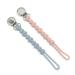 Pacifier Clip for Soothie PAPACHOO 2 Pack Paci Holder for Baby Boys Girls BPA Free Silicone Beads Teething Relief Teether Toys Soothie Binky Clips (Dusty Blue&Light Pink)