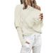Fguuthym woolen vest women knitting autumn-sleeve-indignant-free women away from the shoulder sweater one line neck Knit sweater top ladies vest knit beige m