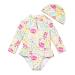 BONVERANO Baby Girls Swimsuit Toddler Bathing Suit Long-Sleeve Zipper One Piece Swimwear with UPF 50+ Sun Protection 9-12 Months Lotus