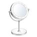 KDKD Lighted Makeup Mirror 1X 7X Magnification Double Sided Round Shape with Base Touch Button  Cordless and Rechargeable Abs+chrome
