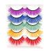 Allbestaye 5 Pairs Colorful Artificial Eyelashes Green Purple Brown Handmade False Eyelashes Party Makeup Tool (08#)