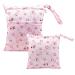 Egurs diaper bag for on the go wetbag 1 piece large + 1 piece medium pink animal