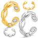 Vicmag 2PCS Copper Rings for Women with 7X Ultra Strength Magnetic 99.99% Solid Pure Copper Adjustable with Gift Box (Gold & Silver) Leaf Gold & Silver