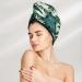 Green Banana Leaves Print Coral Velvet Dry Hair Cap - Absorbent Towel Wrap for Women | Perfect for Wet Hair Swimming Pool & Travel - Buy Online on GoSupps.com