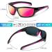 Rivbos RB831/RB832 Polarized Sunglasses - Lightweight TR90 Cycling & Sports Glasses for Men & Women | UV400 Protection for Hiking Running Golf & Fishing - Black & Pink - Buy Online on GoSupps.com