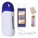 Pinkiou Wax Hair Removal Portable Hair Roller Epilator Machine Set, Wax Heater Machine 1 ,Depilation wax 1, Strips 100, Depilatory sticks 50 (lavender)