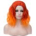 Women short wig orange imitation real hair wigs for women 40cm of course women short curly hair halloween christmas party cosplay costume party carnival carnival gradient color orange wig