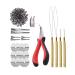 Microring Extensions Set: Microring pliers Microring needle and 200 pieces 5.0mm Microring Nanorings with silicone (dark brown)