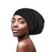 FocusCare Satin Lined Sleep Slouchy Cap Curly Girl Slap Headwear Gifts for Frizzy Hair Women Dark Black
