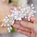Yean Bride Opal Crystal Wedding Hair Comb Silver Pearl Bridal Hair Piece Flower Hair Accessories Crystal Hair Jewelry for Women and Girls