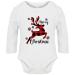 Hippowarehouse Merry Christmas Reindeer Buffalo Plaid Pattern Red Black Baby Vest Bodysuit (Long Sleeve) Boys Girls