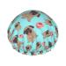 Donuts Pug Shower Cap Waterproof Luxury Shower Caps for Women Reusable Bath Hair Cap Fashion Shower Hat with Elastic Easy to Wear Suitable for Long Short Curly Hair Color 3