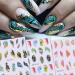 Marble Nail Art Stickers Decals Cyan Blue Gold Stripe Line - 6 Sheets - Buy Online on GoSupps.com