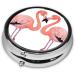Shop Ink Flamingos Round Pill Box - 3 Compartment Mini Decorative Travel Organizer for Vitamins & Medicine - Buy Online on GoSupps.com
