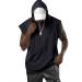 Aixdir Men's Workout Hooded Tank Tops Bodybuilding Muscle Cut Off T Shirt Sleeveless Gym Hoodies Black Large