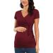 Love2Mi Women Maternity Breastfeeding Top | Long Sleeve V-Neck | Cute Maternity Clothes | Wine Red - Short Sleeve - Buy Online on GoSupps.com