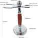 Premium Razor Holder & Shaving Brush Set for Men - Fashionable Steel & Wood Barber Tools | Pro Rack | 9.5x16cm Silver - Buy Online on GoSupps.com
