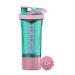 Artoid Mode Inspirational Fitness Workout Sports Protein Shaker Bottle 24-Ounce  Dual Mixing Technology with Shaker Balls & Mixing Grids Included  Twist and Lock Protein Box Storage Included Cream Pink/Aqua Green