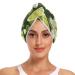 Green Lemon Flowers Hair Towel 2 Pack Super Absorbent Hair Drying Towel Quick Dry Hair Turbans Head Towel with Button Twisty Wrap for Women Girls