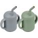 Mintlyfe Baby Trainer Cup Silicone Training Cup with Handles Lid and Straw BPA-Free Unbreakable Spill Proof and Non-Slip Handles Sippy Cup for Toddlers 4 oz Pack of 2 (Sage & Ether)