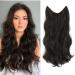 Ms TAj Natural Dark Brown Halo Hair Extensions 20inch with Adjustable Size Removable Clips Invisible Secret Hair Extension One Piece Synthetic Natural Dark Brown Curly Hair Pieces for Women 20 Inch Natural Dark Brown