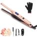 Mini Hair Straightener Pencil Straightener for Short Hair Beard and Pixies Straight or Tight Curler Adjustable Temperature Small Flat Iron for Short Hair (Rose Gold)