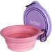 Petbonus Foldable Dog Bowl Set - 2 Portable silicone Water & Food Bowls for Dogs - Leak-Proof Travel Bowls with Carabiners (600ml Violet & Pink) - Buy Online on GoSupps.com