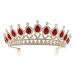 Lurrose 1 PC Bridal Rhinestone Large Crown with Comb Headpiece Alloy Crown Headpiece Elegant Headpiece for Woman Girl (Red)