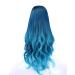 Buy Blue Black Curly Wig for Women - Long Synthetic Hair for Cosplay & Anime | Brazilian Wavy Style - Buy Online on GoSupps.com