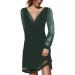 Hanxiulin winter dress ladies party maxi dress women dress business elegant dresses elegant long-sleeved cocktail dress gifts V-neck party dress festive bodycon evening dress green xl