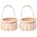 UIYIHIF 2 Pcs Wicker Rattan Flower Basket with Handle Small Willow Handwoven Basket with Plastic Insert Rustic Wedding Flower Girl Baskets for Easter Eggs Candy Basket Home Decor Beige a 2PCS