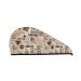 Hair Towel Wrap Hair Drying Towel with Button Towel Turban Head Towel to Dry Hair Quickly (Abstract Coffee Pattern with Letters)