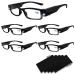 Reading Glasses Bright LED Readers with Lights Reading Glasses Lighted Magnifier Nighttime Reader Compact Full Frame Eyewear Clear Vision Unisex Clear Vision Lighted Eye Glasses 5PCS (Black +250) Black +250