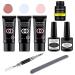 Lagunamoon Nail Extension Poly Gel Nail Arts Tools Set UV LED Soak Off Varnish Lacquer No Wipe Top Base Coat Manicure Tools Gel Nail Polish Slip Solution Xmas Gift Kits Soft Coral Set