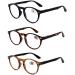 AMILLET 3-Pack Retro Round Reading Glasses Men Women Spring Hinges Lightweight Quality Readers A1-3 Pack Standard 1.0 x