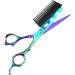 Fovolat Hairdressing Scissors 6 Inch Stainless Steel Hair Cutting Scissors | 2 in 1 Stainless Steel Hair Cutting Professional Barber Haircut Scissors for Elderly Children Green - Buy Online on GoSupps.com