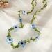 Flower Crown Floral Wreath Flower Headbands Floral Garland Headbands Boho Flower Head Bands Hair Wreath Headpiece Headdress for Women Girls Festival Wedding Party(Small Blue flower) - Buy Online on GoSupps.com