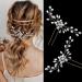 Wedding Bride Hair Pins Accessories For Women Pearl Silver NOCHME 2 Piece Retro Elegant Bridal Hair Pins Jewelry Crystal Diamante Hairs Clip For Girls Womens Ladies