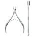 Mylee Professional Stainless Steel Double End Cuticle Pusher + Cuticle Nippers Duo Professional Manicure Pedicure Nail Cleaner Gel Polish Remover Prep Cutters Remove Dead Skin