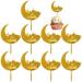 Eid Mubarak Cupcake Toppers 10pcs Eid Acrylic Cupcake Topper Ramadan Cake Decorations Kareem Party Supplies for Muffin Cake Gold