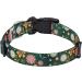 Mihqy Adjustable Dog Collar - Soft Nylon for Small & Medium Dogs XS (20-30 cm Neck) - Dark Green Flower Design - Buy Online on GoSupps.com