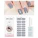 Grey Gel Nail Strips KALEFUL Semi Cured Gel Nail Stickers Nail Art Decoration Design Supplies