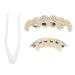 Brrnoo hip-hop teeth set galvanized hip-hop reusable lightfast false tooth set Halloween festival decoration dental holder (gold)