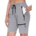 Suwangi Womens Hiking Cargo Shorts Quick Dry Lightweight Camping Stretch Shorts with Zipper Pockets Travel Outdoor Shorts Light Grey Medium